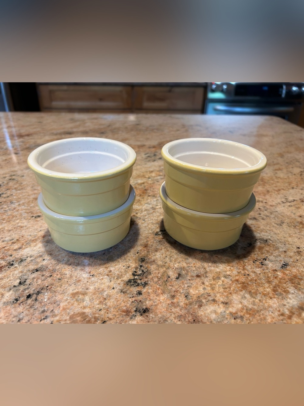 CERMER Made in France Light Yellow Stoneware Ramekins 3.5” 4oz Set of 4 No Chips